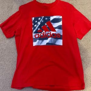 American flag Addidas shirt.